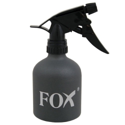 Profesjonalny aluminiowy rozpylacz fryzjerski FOX o pojemności 250 ml w kolorze szarym.