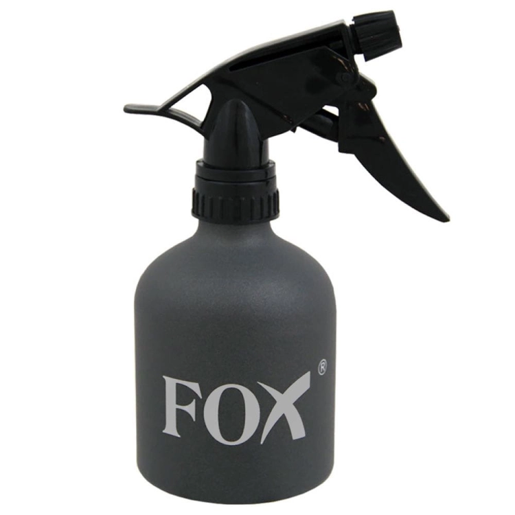 Profesjonalny aluminiowy rozpylacz fryzjerski FOX o pojemności 250 ml w kolorze szarym.