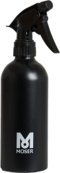 Profesjonalny aluminiowy rozpylacz do wody Moser 0092-6400 o pojemności 450 ml w kolorze czarnym.