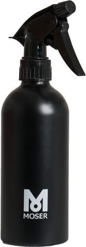 Profesjonalny aluminiowy rozpylacz do wody Moser 0092-6400 o pojemności 450 ml w kolorze czarnym.