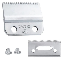 Zbliżenie na gęste ząbki Fine Tooth ostrza Wahl Balding 0,4 mm.