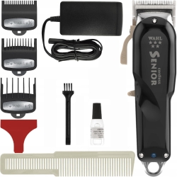 Profesjonalna bezprzewodowa maszynka do strzyżenia włosów WAHL Senior Cordless 8504 w metalowej obudowie.