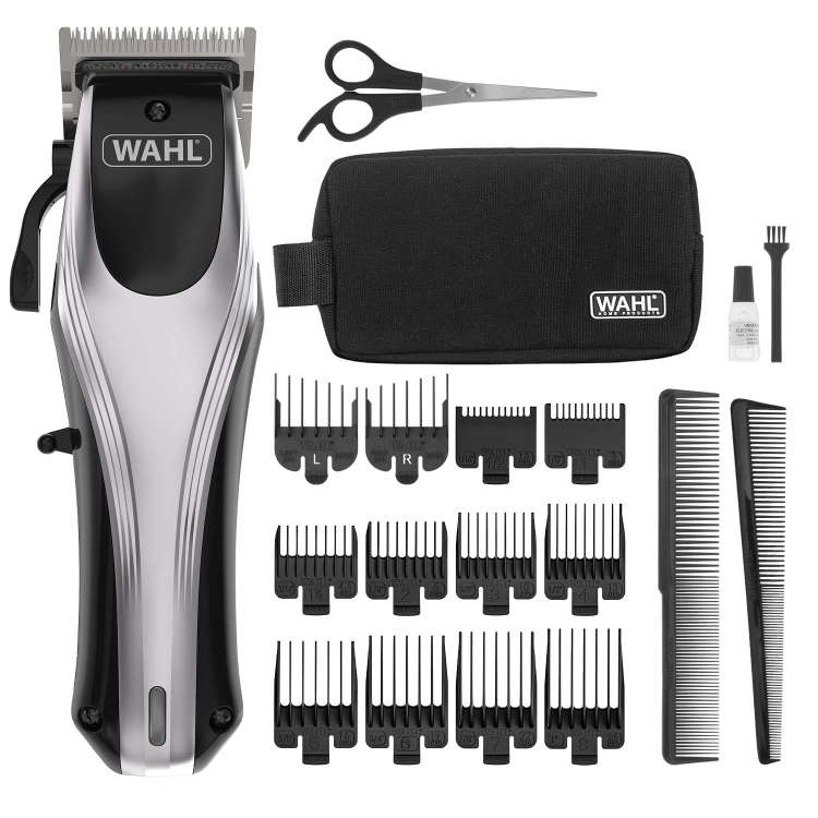 Bezprzewodowa maszynka do włosów WAHL Rapid Clip 9657-0460 w czarno-srebrnej obudowie.