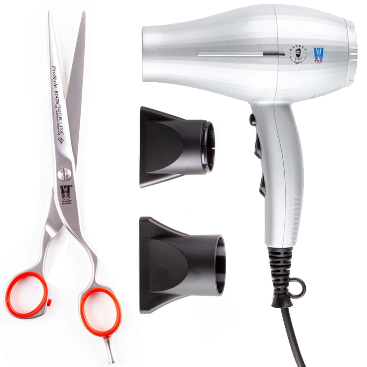 Eleganckie pudełko zestawu kolaboracyjnego FOX &amp; WITTE Collab Barber Set idealne na prezent.