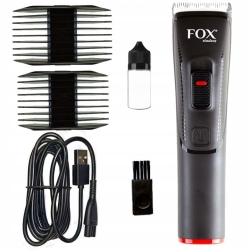 Zestaw akcesoriów z dwustronnymi nasadkami i kablem USB do maszynki Fox.