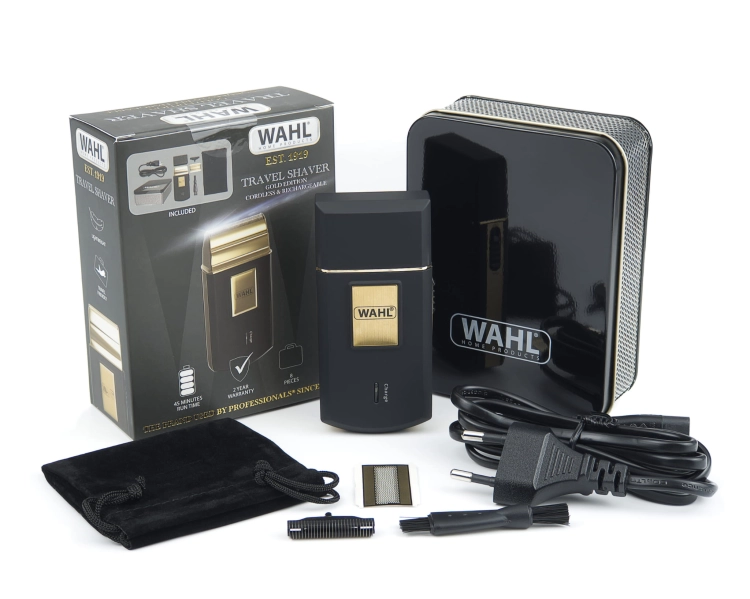 Elegancka złota golarka podróżna Wahl 3615 Travel Shaver Gold Edition.