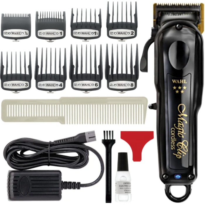 Profesjonalna bezprzewodowa maszynka WAHL Magic Clip 5 Star Black Cordless w czarnej obudowie.