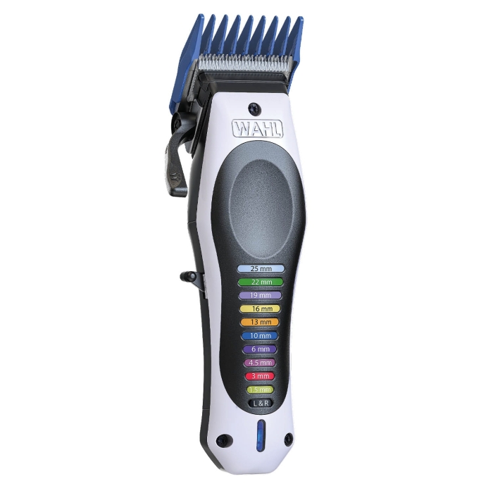 Bezprzewodowa maszynka Wahl Color Pro Lithium z zestawem kolorowych nasadek.