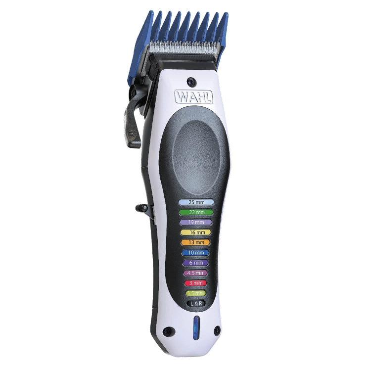Bezprzewodowa maszynka Wahl Color Pro Lithium z zestawem kolorowych nasadek.