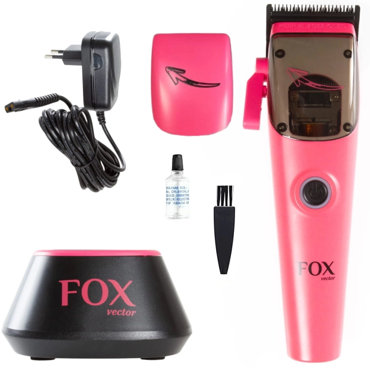 Profesjonalna maszynka bezprzewodowa Fox Vector w eleganckiej czarnej obudowie.