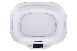 Zbliżenie na wyświetlacz LCD i przyciski funkcyjne wagi kuchennej Blaupunkt FKS501.