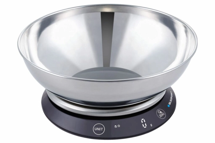 Waga kuchenna Blaupunkt FKS602 w zestawie z wytrzymałą misą ze stali nierdzewnej.
