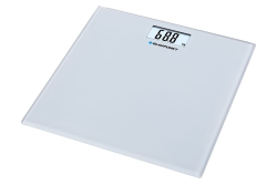 Elegancka waga łazienkowa Blaupunkt BSP301 z przezroczystą szklaną platformą.