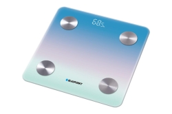 Nowoczesna waga łazienkowa Blaupunkt BSM601BT z łącznością Bluetooth i szklaną platformą.