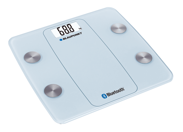 Inteligentna waga personalna Blaupunkt BSM711BT z funkcją Bluetooth i pomiarem tkanki tłuszczowej.
