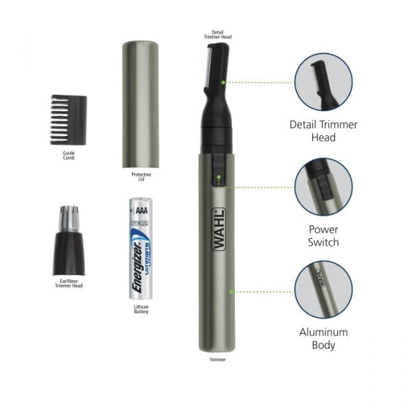 Wymienne głowice tnące ze stali nierdzewnej w trymerze Wahl 5640-1016 Micro Lithium Power.