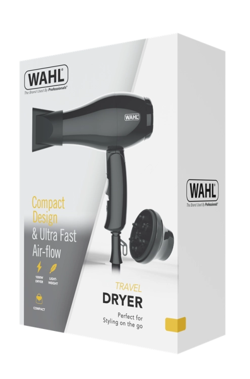 Precyzyjny koncentrator powietrza dołączony do suszarki Wahl 3402-0470 Travel Dryer.
