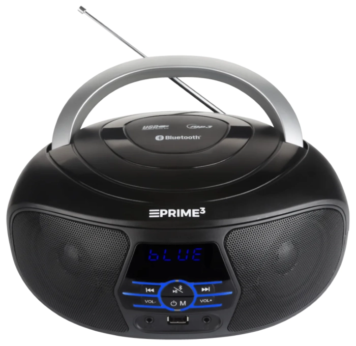 Przenośne radio i boombox PRIME3 ABB11BT Nano w stylowej, czarnej obudowie.
