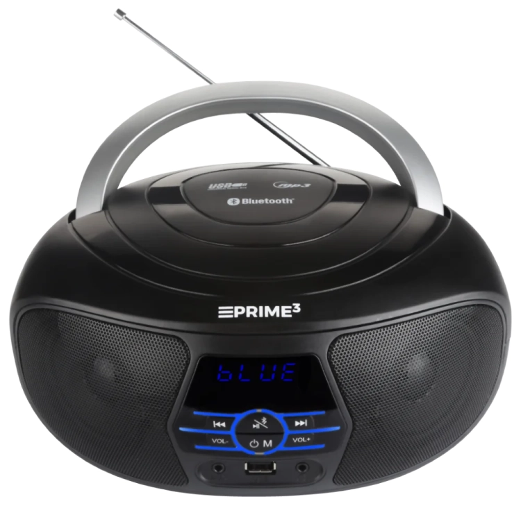 Przenośne radio i boombox PRIME3 ABB11BT Nano w stylowej, czarnej obudowie.