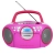 Przenośny radioodtwarzacz boombox Blaupunkt BB16PK w stylowej, różowej obudowie.