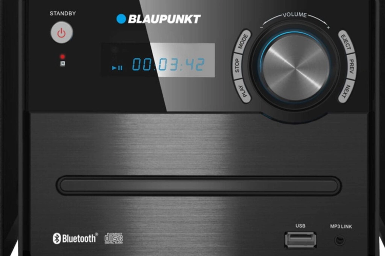 Moduł Bluetooth do bezprzewodowego przesyłania muzyki, w który wyposażona jest mikrowieża Blaupunkt MS13BT.