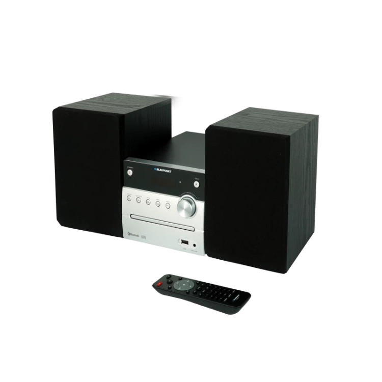 Port USB i wejście audio AUX na przednim panelu urządzenia mikrowieża Blaupunkt MS12BT.