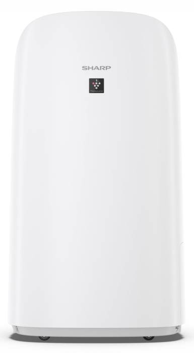 Intuicyjny panel sterowania i wskaźnik jakości powietrza w oczyszczaczu Sharp UA-KCP100E-W.