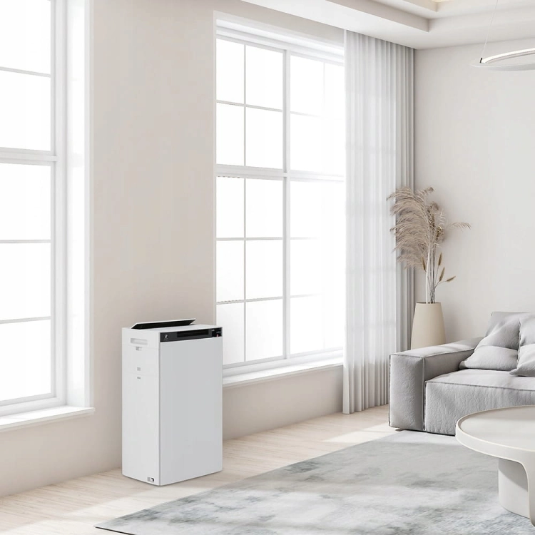 Wygodne sterowanie Wi-Fi z poziomu smartfona dostępne dla oczyszczacza Sharp KI-TX75EU-W.