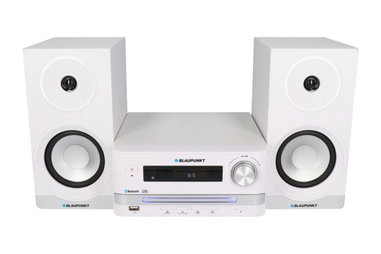 Kompaktowa i stylowa wieża Blaupunkt MS16BT Edition idealna do jasnego salonu.