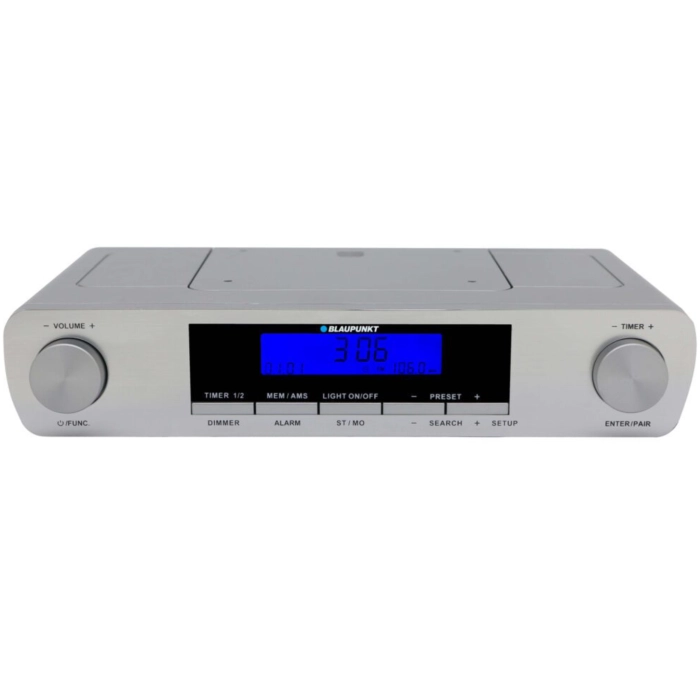 Profesjonalne radio kuchenne Blaupunkt KR14BT w eleganckiej, srebrnej obudowie.