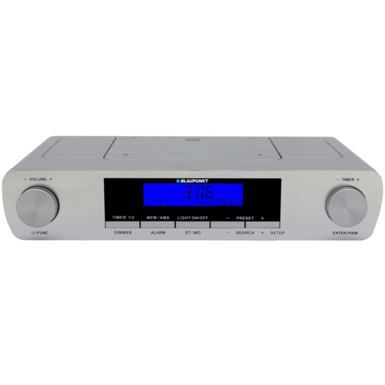 Profesjonalne radio kuchenne Blaupunkt KR14BT w eleganckiej, srebrnej obudowie.