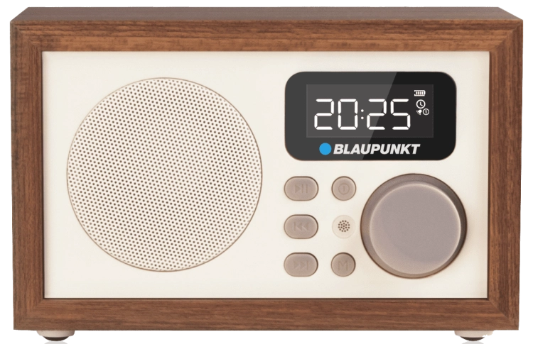 Wbudowany zegar cyfrowy z funkcją podwójnego alarmu w radioodtwarzaczu Blaupunkt.