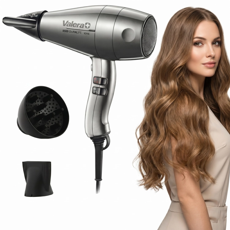 Profesjonalna suszarka do włosów Valera Silent Jet 8600 Ionic 2400W w czarnym kolorze.