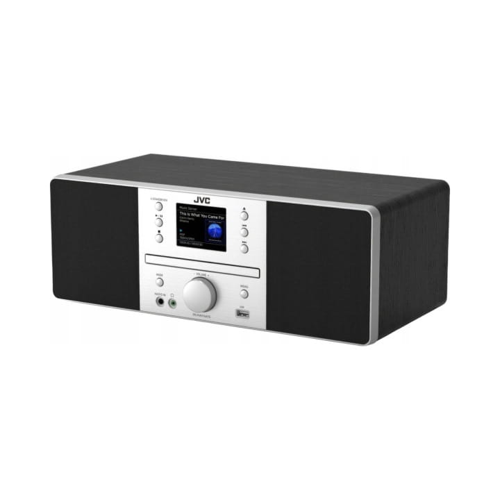 Stylowy sprzęt audio JVC RD-E874B idealnie pasujący do nowoczesnego salonu i sypialni.