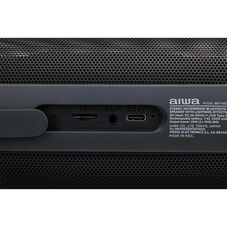 Głośnik Bluetooth AIWA BST-650 20W Mocny Bas IPX7 RGB Radio FM TWS