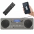 Kompaktowa mikrowieża JVC RD-E861B All-in-One w eleganckim, ciemnym wykończeniu.