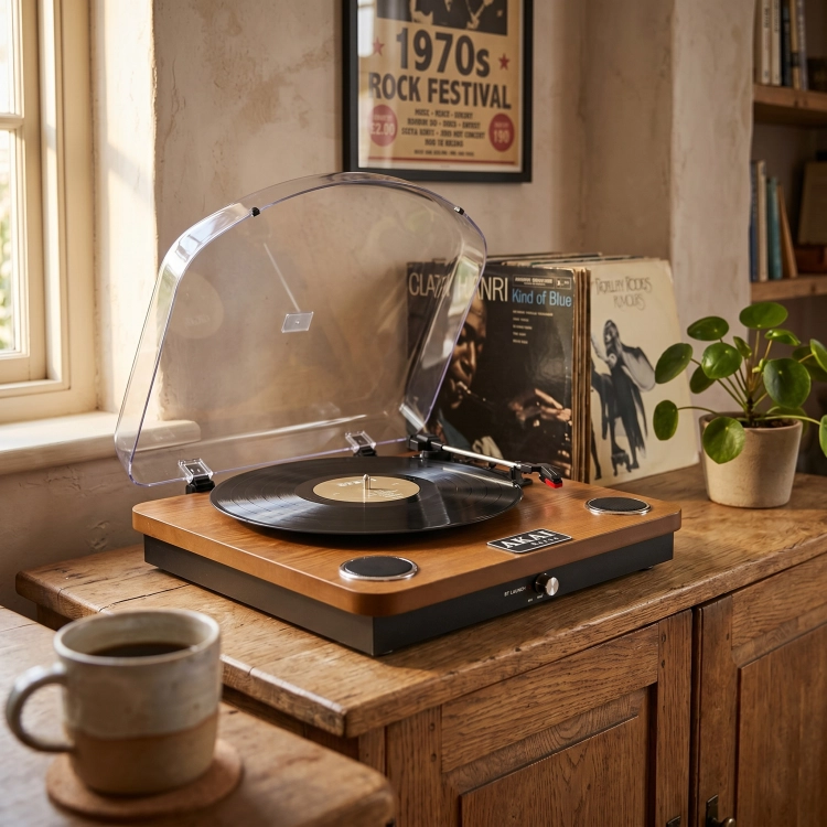 Gramofon AKAI ATT-11BTN Retro Bluetooth Głośniki MP3 USB Auto-Stop