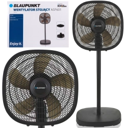 Klasyczny wentylator stojący Blaupunkt ASF601 w eleganckim, uniwersalnym wykończeniu.