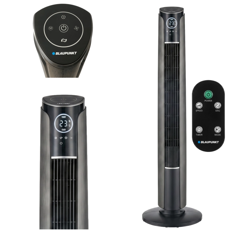 Ekskluzywny wentylator kolumnowy Blaupunkt AFT801 Premium w eleganckiej, nowoczesnej obudowie.