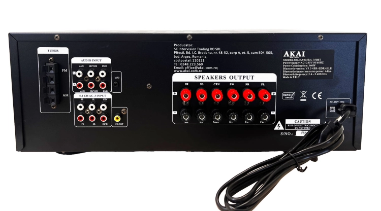 Amplituner AKAI AS005RA-750BT 5.1 Bluetooth 325W Radio FM Pilot