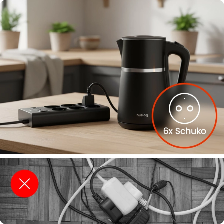 Przedłużacz Płaski Listwa Huslog HUS1052 2xUSB-A 2xUSB-C 3680W
