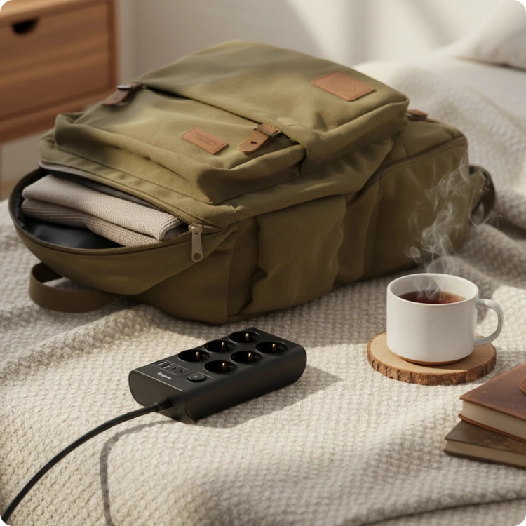 Przedłużacz Płaski Listwa Huslog HUS1052 2xUSB-A 2xUSB-C 3680W