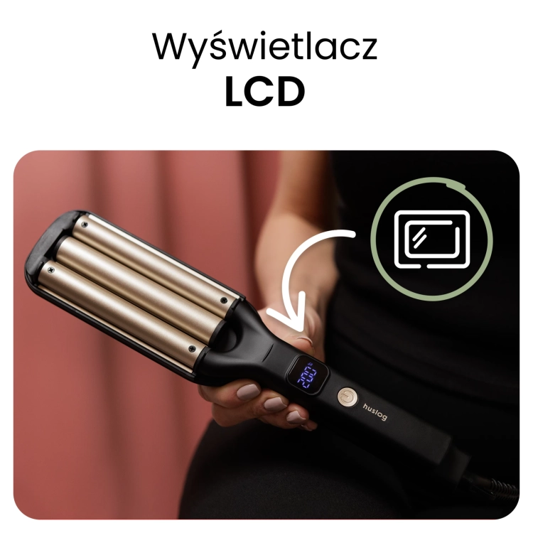 Falownica do włosów Huslog BE-570134 LED 100W 100-200°C Obrotowy przewód
