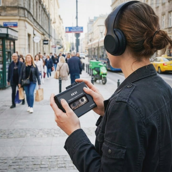 Odtwarzacz Kaset AKAI Pocket Tape Walkman Bluetooth Głośnik USB-C