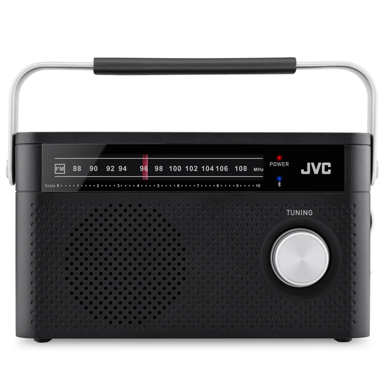 Zintegrowana antena teleskopowa gwarantująca czysty odbiór FM w modelu JVC RA-E315B.