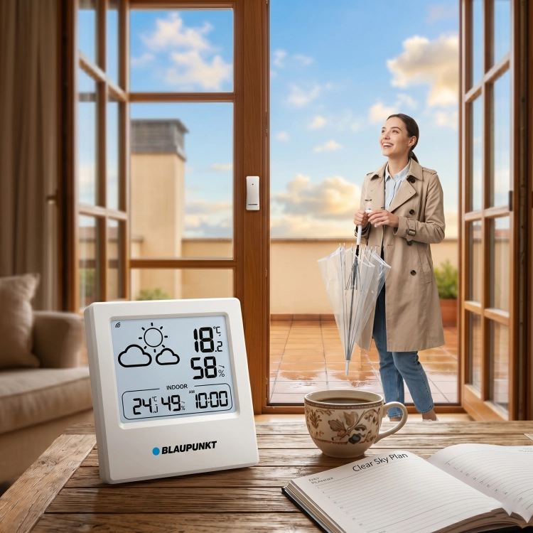 Pełna kontrola domowego mikroklimatu dzięki precyzyjnym pomiarom ze stacji Blaupunkt WS10WH.
