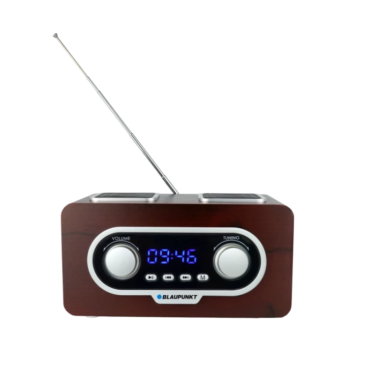 Solidna antena teleskopowa gwarantująca czysty i stabilny odbiór fal FM w urządzeniu Blaupunkt PP5.2BR.
