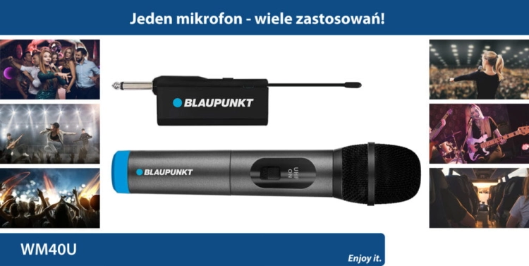 Pełna swoboda ruchu podczas karaoke i przemówień dzięki bezprzewodowemu mikrofonowi Blaupunkt WM40U.