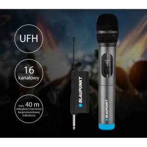 Mikrofon Bezprzewodowy Blaupunkt WM40U UHF Odbiornik Zasięg 40m
