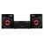 Wyraźny wyświetlacz cyfrowy i taca odtwarzacza płyt CD w systemie audio JVC MX-E325B.